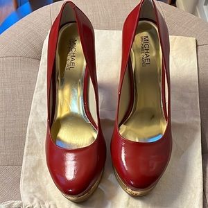 Michael Kors Red Patent Leather Platform Shoes, size 8